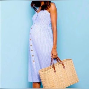 Seraphine size Small striped button down linen-cotton dress.